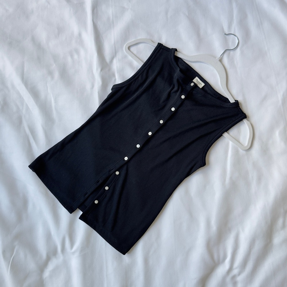 Abercrombie & Fitch Henley Tank Women's Size XXS Navy Ribbed Casual
